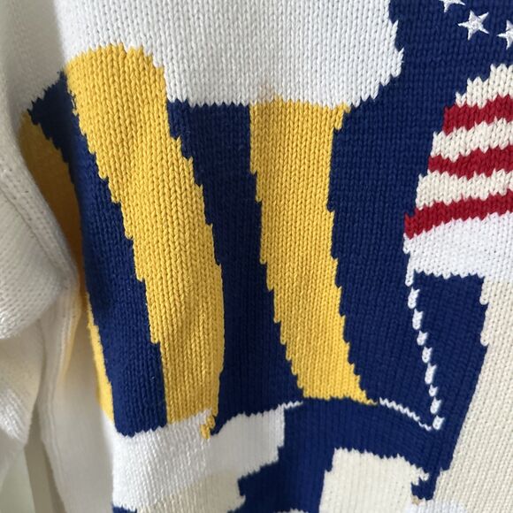 Gant Mens Medium Flag Sweater Hand Intarsia Cotton Nautical - Picture 6 of 11